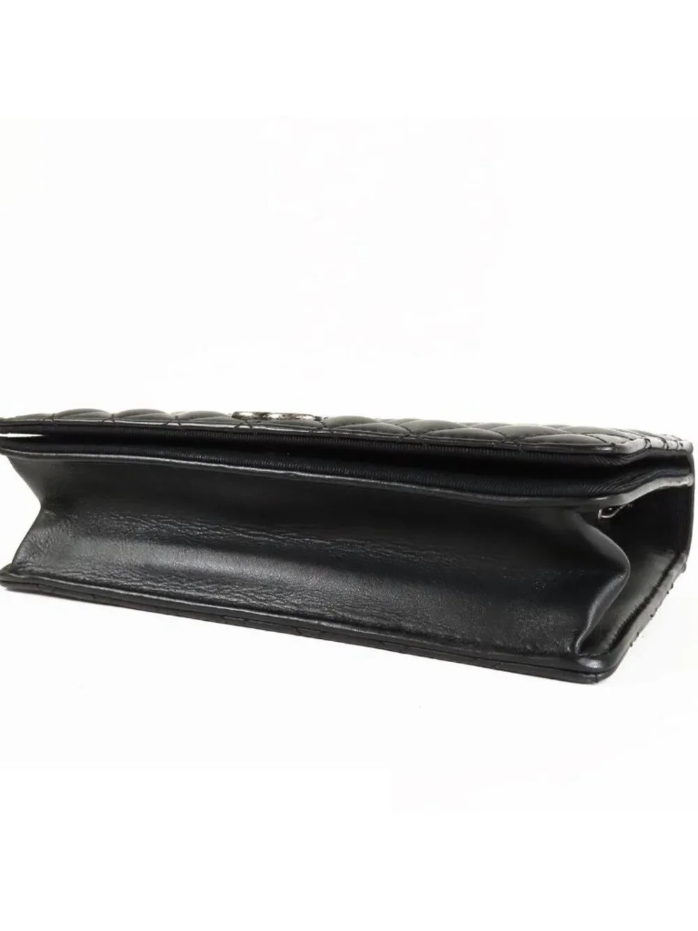 Chanel Quilted Full Flap Chain Black Silver Leather Shoulder Bag